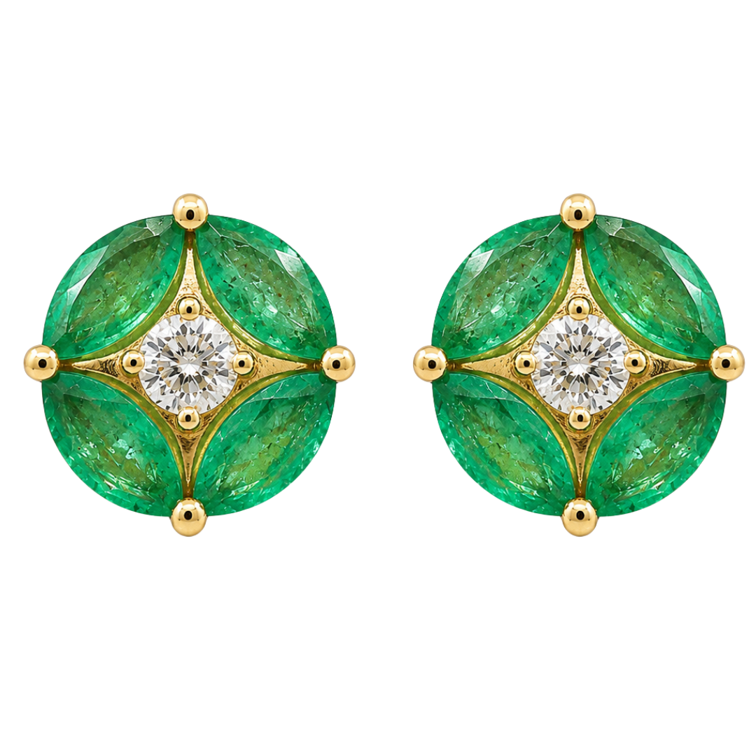 ÉMERAUDE - YELLOW GOLD EMERALD EARRING