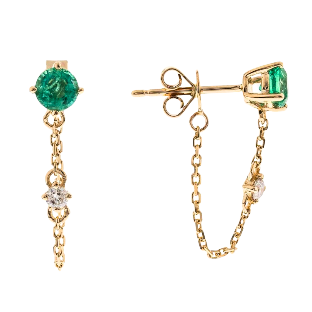ESMÉA - YELLOW GOLD EMERALD EARRING