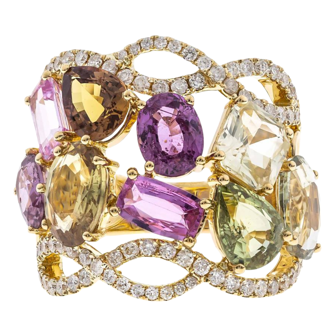 CHROMATIC - YELLOW GOLD MULTI SAPPHIRE RING