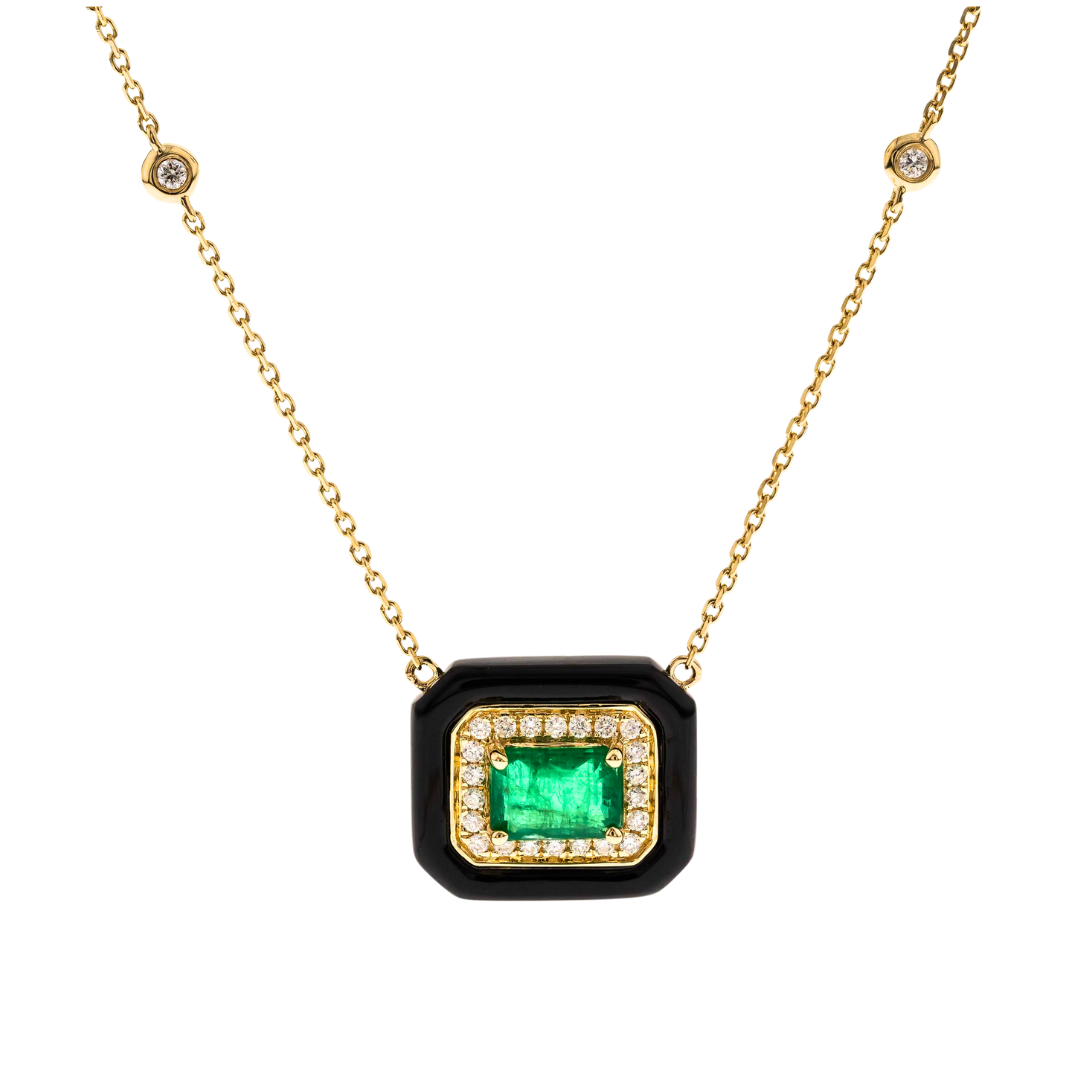 NOCTURNE - YELLOW GOLD EMERALD NECKLACE