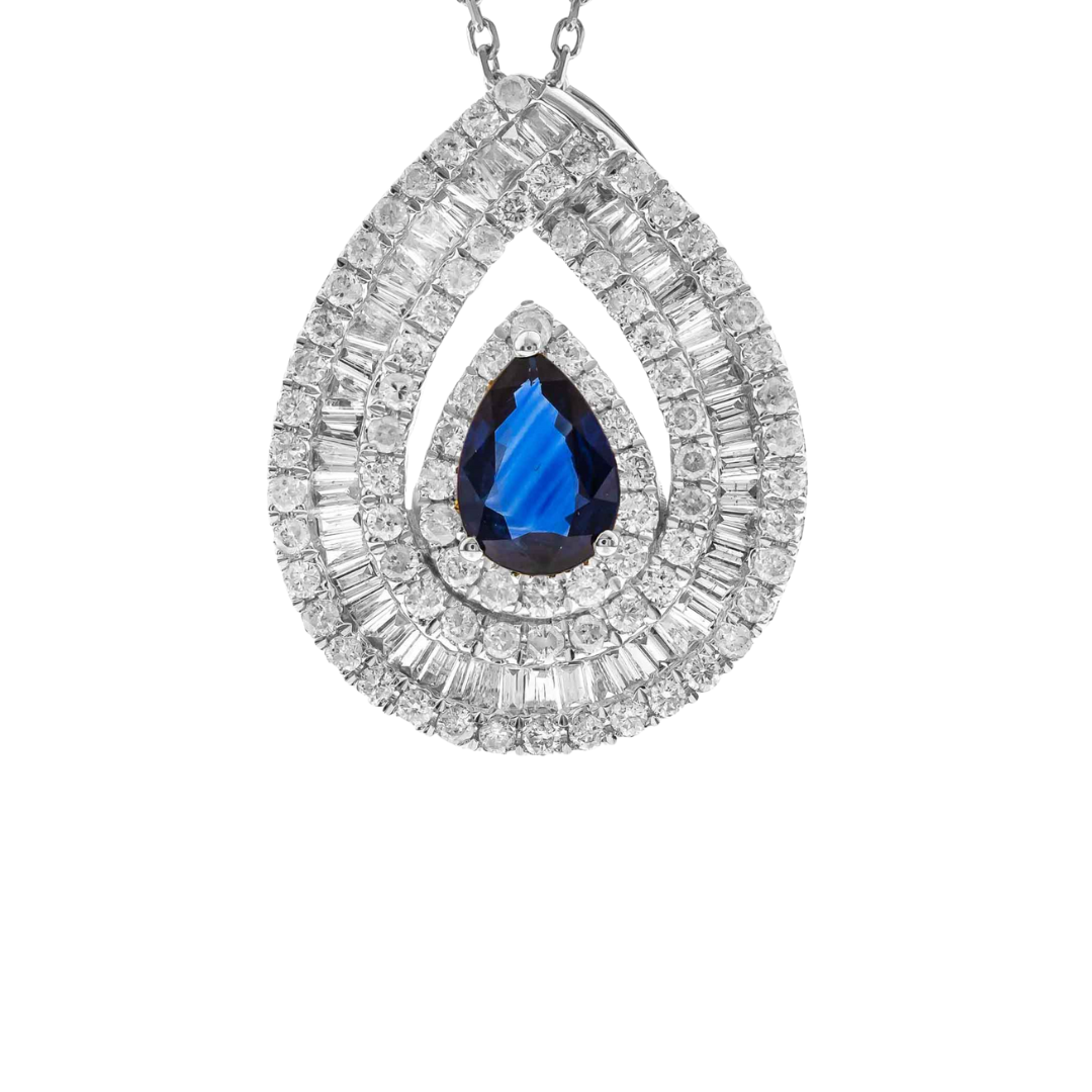 OPHIRA - WHITE GOLD BLUE SAPPHIRE NECKLACE