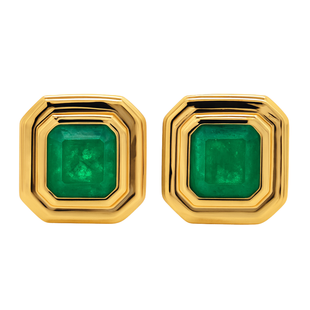 VIRELLE - YELLOW GOLD EMERALD EARRING