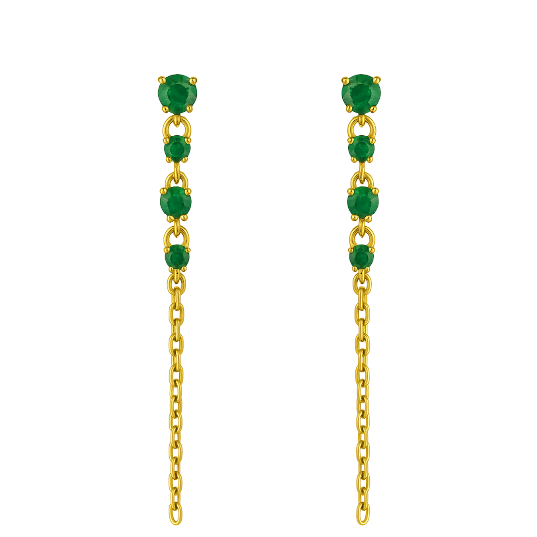 QUEEN - YELLOW GOLD EMERALD EARRING