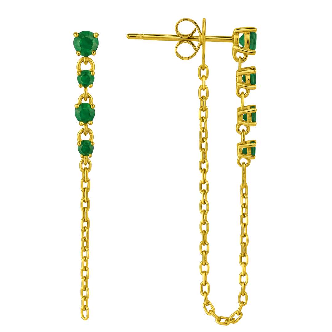 QUEEN - YELLOW GOLD EMERALD EARRING