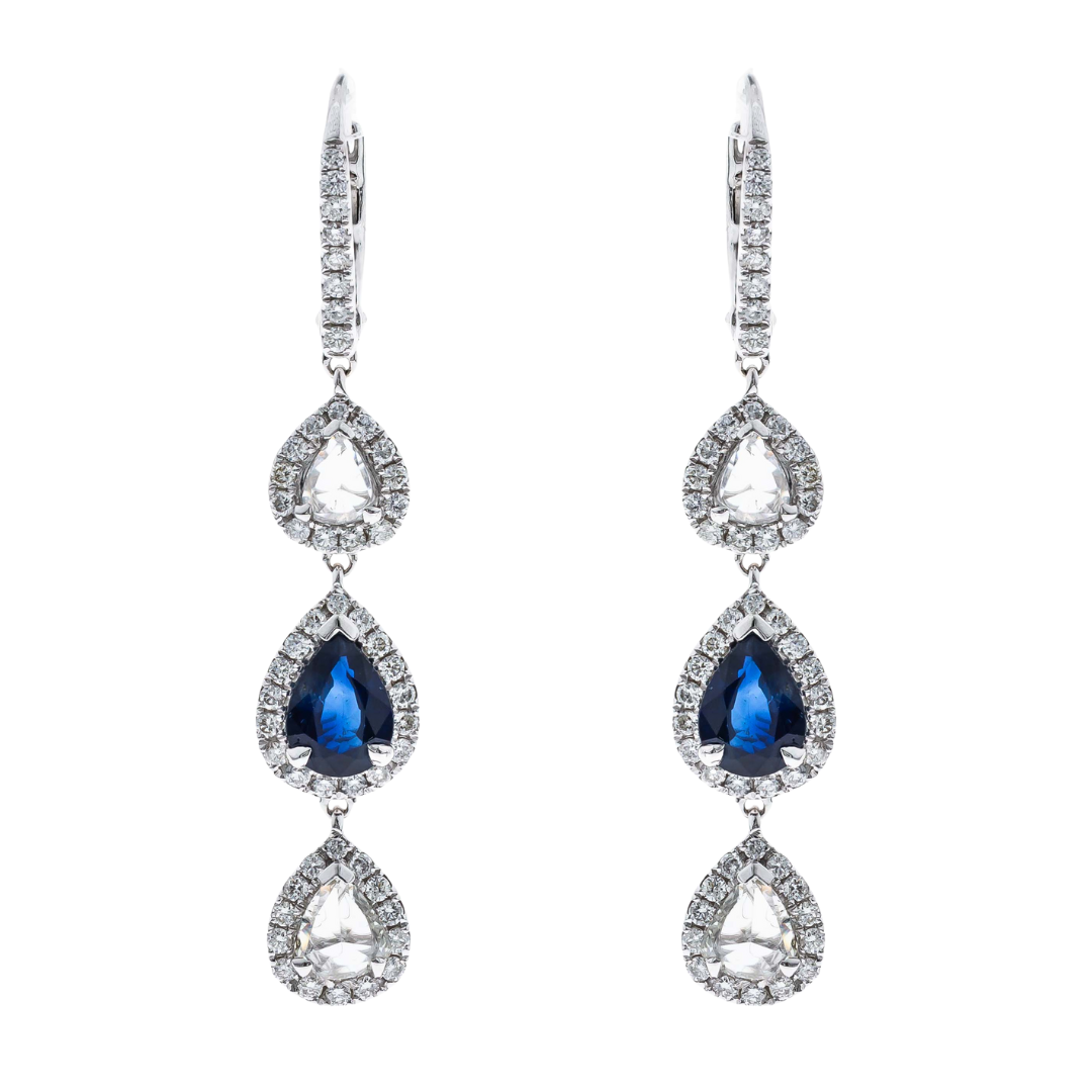 BLEUETTE - WHITE GOLD BLUE SAPPHIRE EARRING
