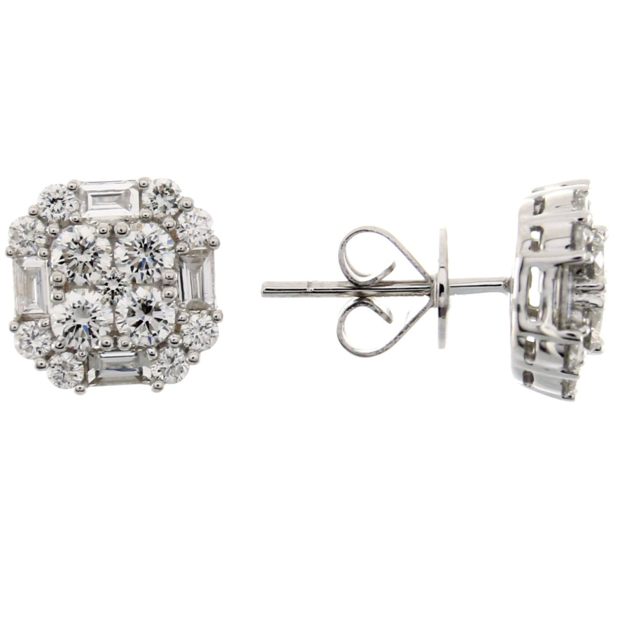 18K WHITE BAGUETTE DIAMOND EARRING