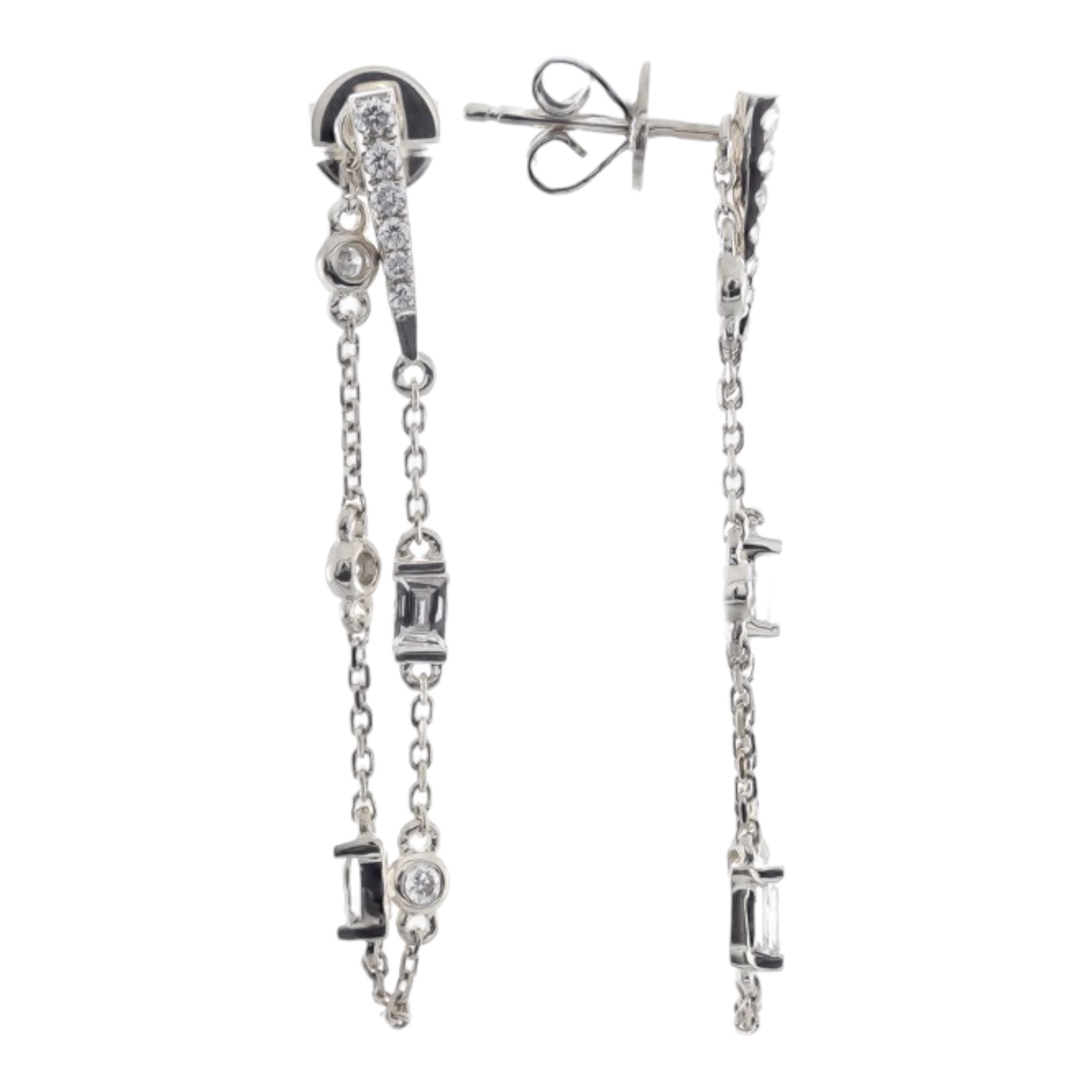 18K WHITE BAGUETTE DIAMOND EARRING