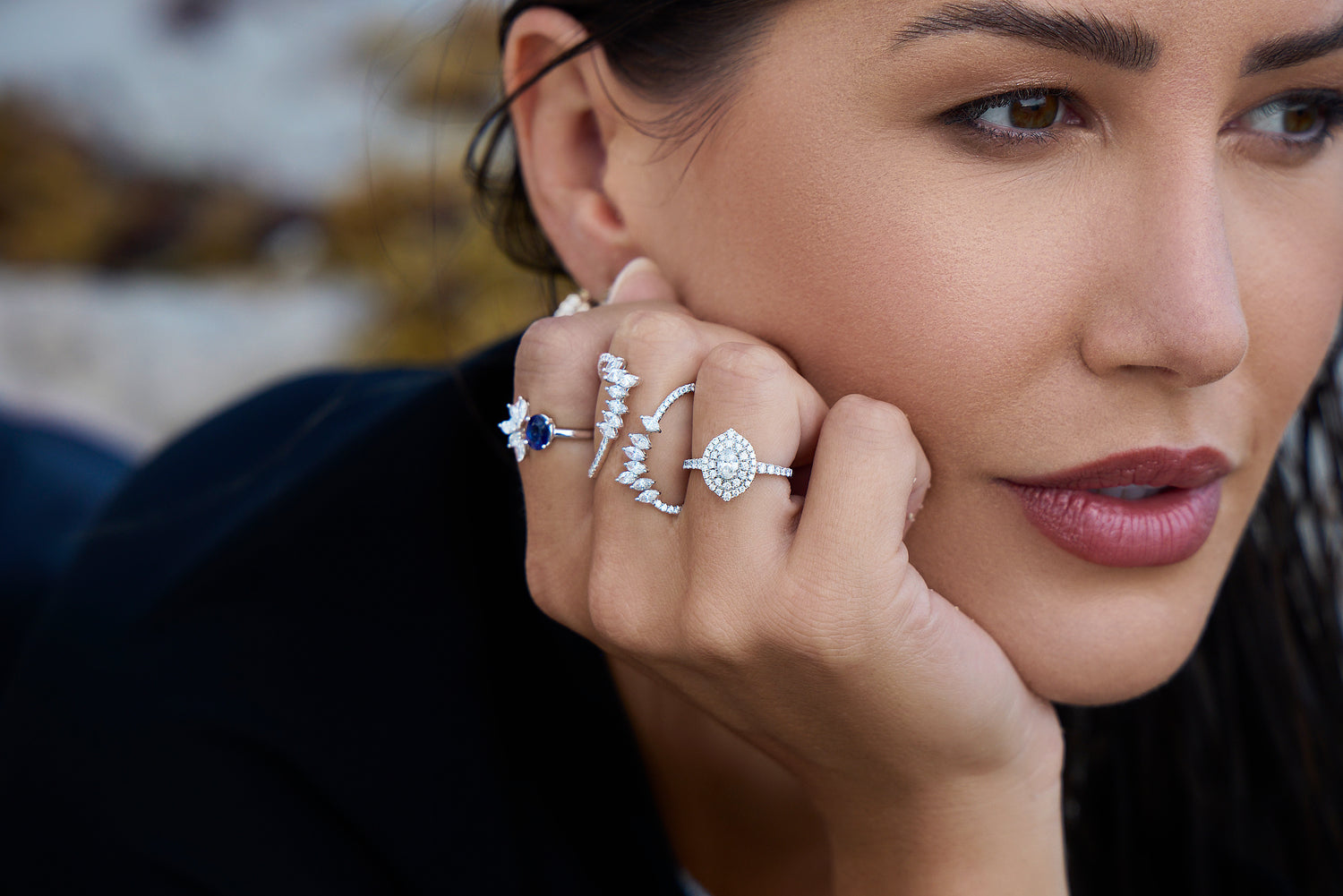 14K WHITE GOLD BLUE SAPPHIRE RING - ASTRALIS