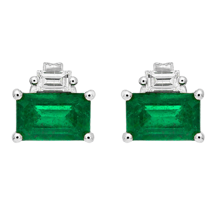 PAROS - WHITE GOLD EMERALD EARRING