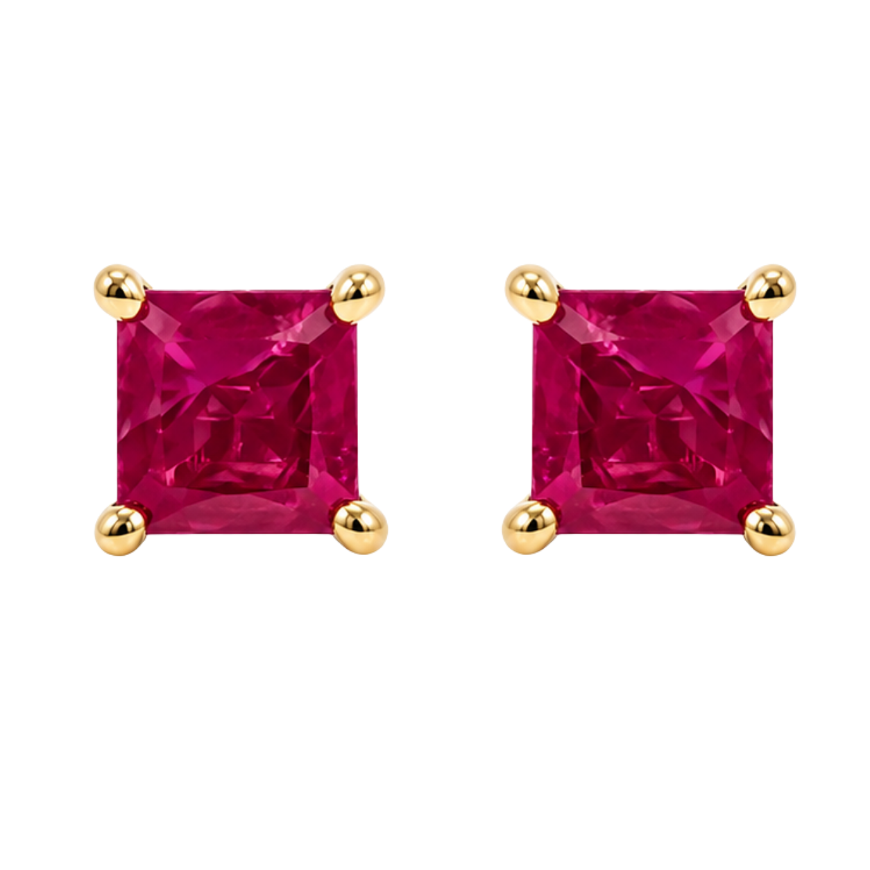 CLARET - YELLOW GOLD RUBY EARRING