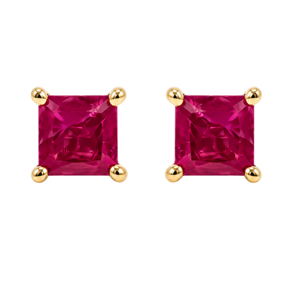 CLARET - YELLOW GOLD RUBY EARRING