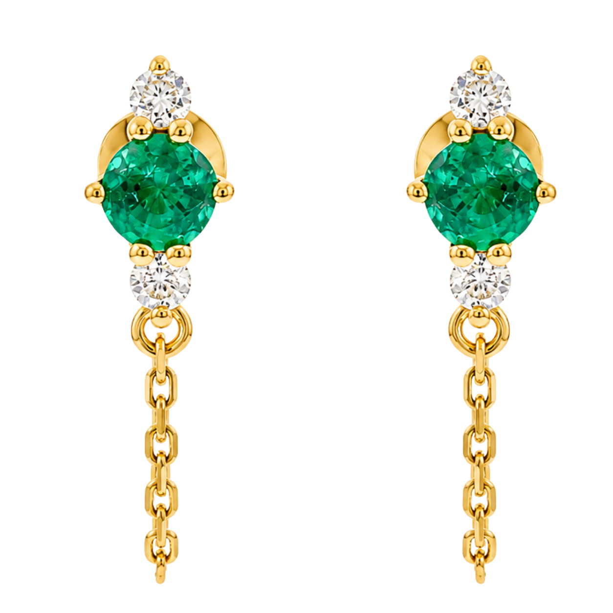 MOSS - YELLOW GOLD EMERALD EARRING