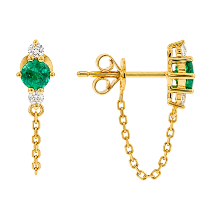 MOSS - YELLOW GOLD EMERALD EARRING