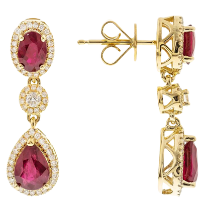 VELVET - YELLOW GOLD RUBY EARRING