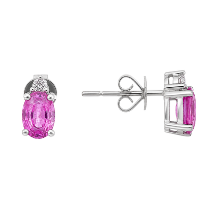 ELVA - WHITE GOLD PINK SAPPHIRE EARRING