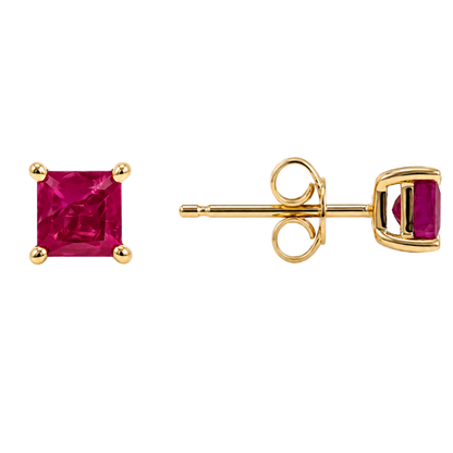 CLARET - YELLOW GOLD RUBY EARRING