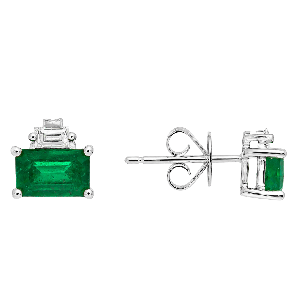 PAROS - WHITE GOLD EMERALD EARRING