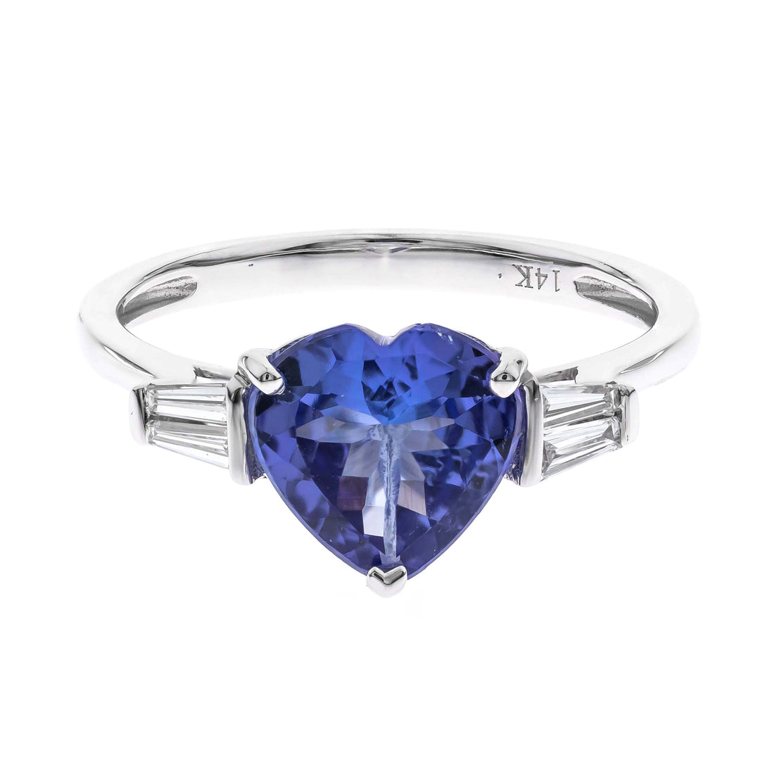 14K WHITE TANZANITE RING