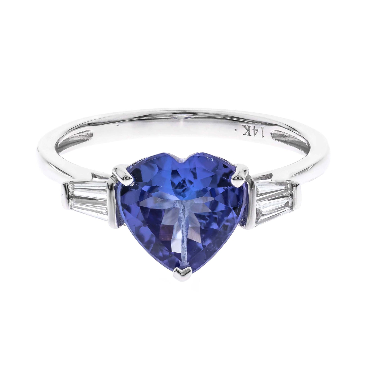 14K WHITE TANZANITE RING