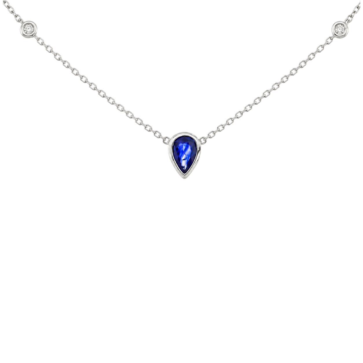 MISTRAL - WHITE GOLD BLUE SAPPHIRE NECKLACE