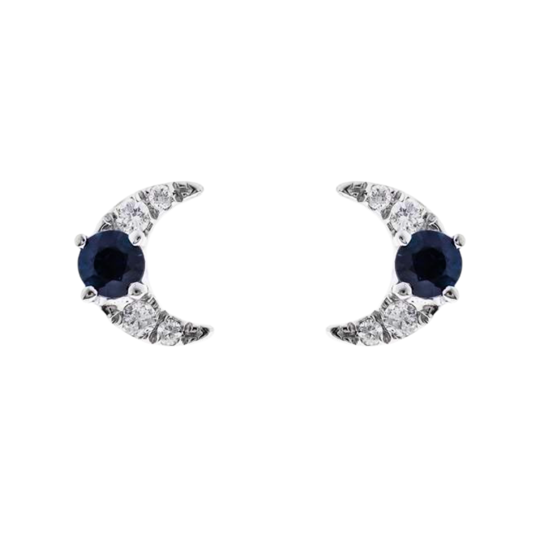 14K WHITE GOLD BLUE SAPPHIRE EARRING