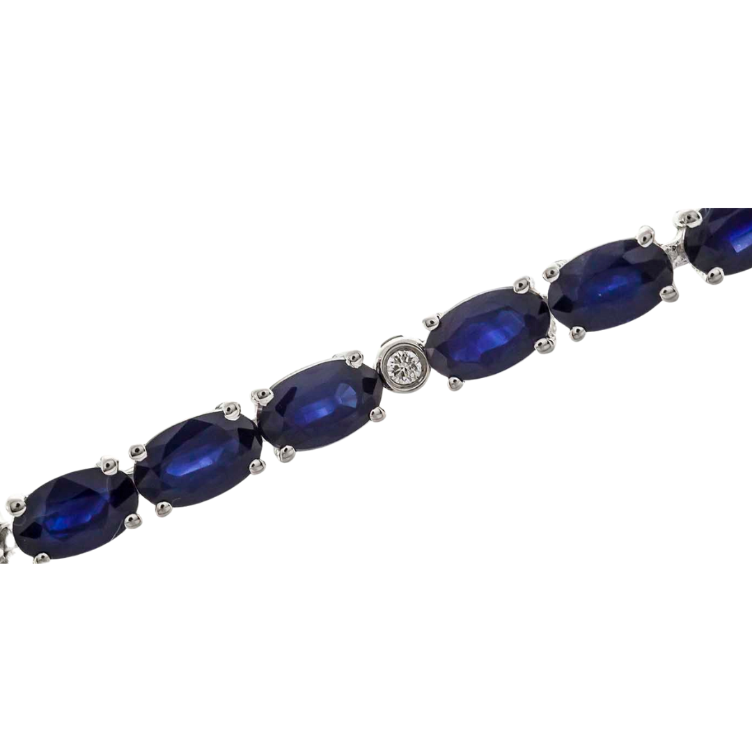 14K WHITE GOLD BLUE SAPPHIRE BRACELET