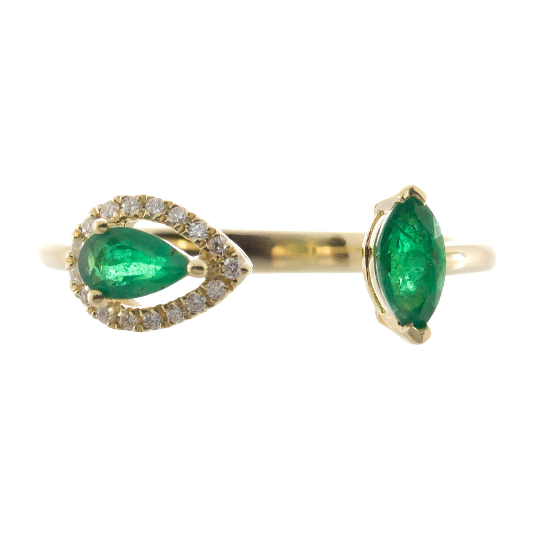14K YELLOW GOLD EMERALD RING