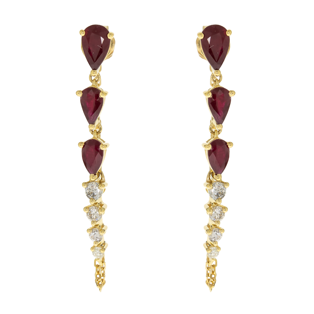 SCARLET - YELLOW GOLD RUBY EARRING