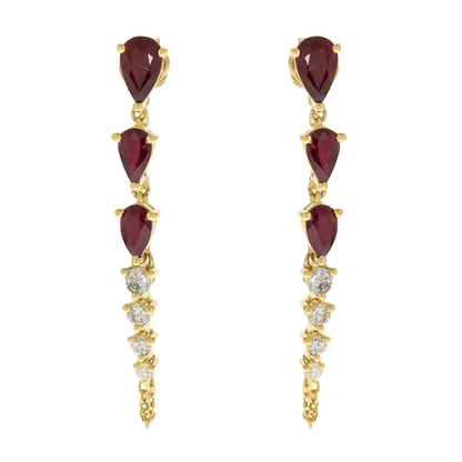 SCARLET - YELLOW GOLD RUBY EARRING