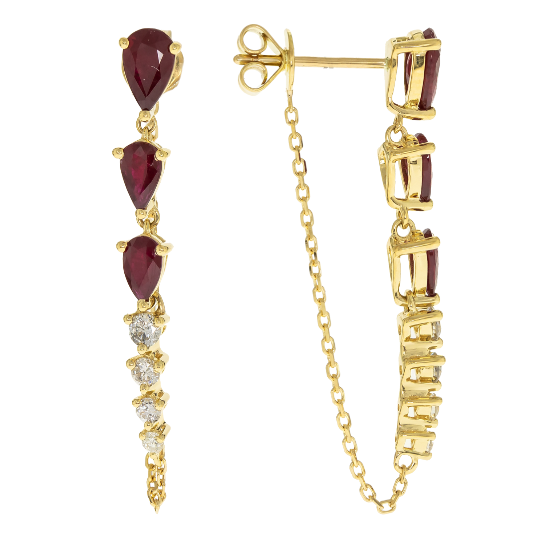 SCARLET - YELLOW GOLD RUBY EARRING