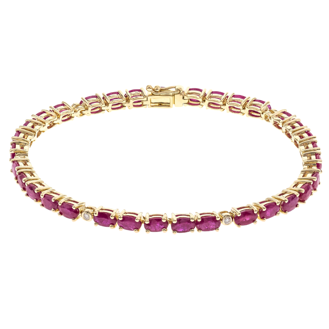 BURGUNDY - YELLOW GOLD RUBY BRACELET