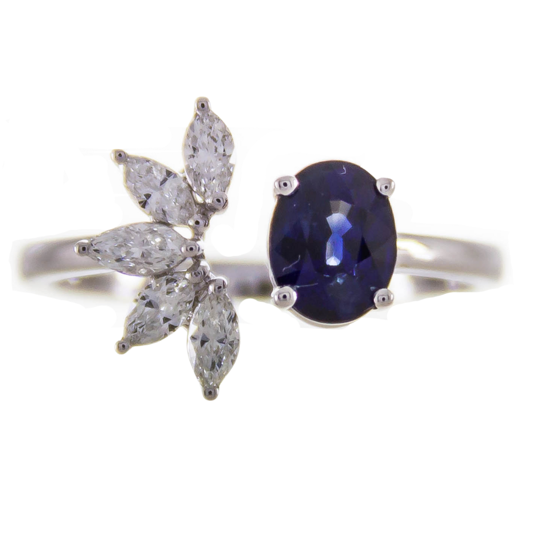 14K WHITE GOLD BLUE SAPPHIRE RING - ASTRALIS