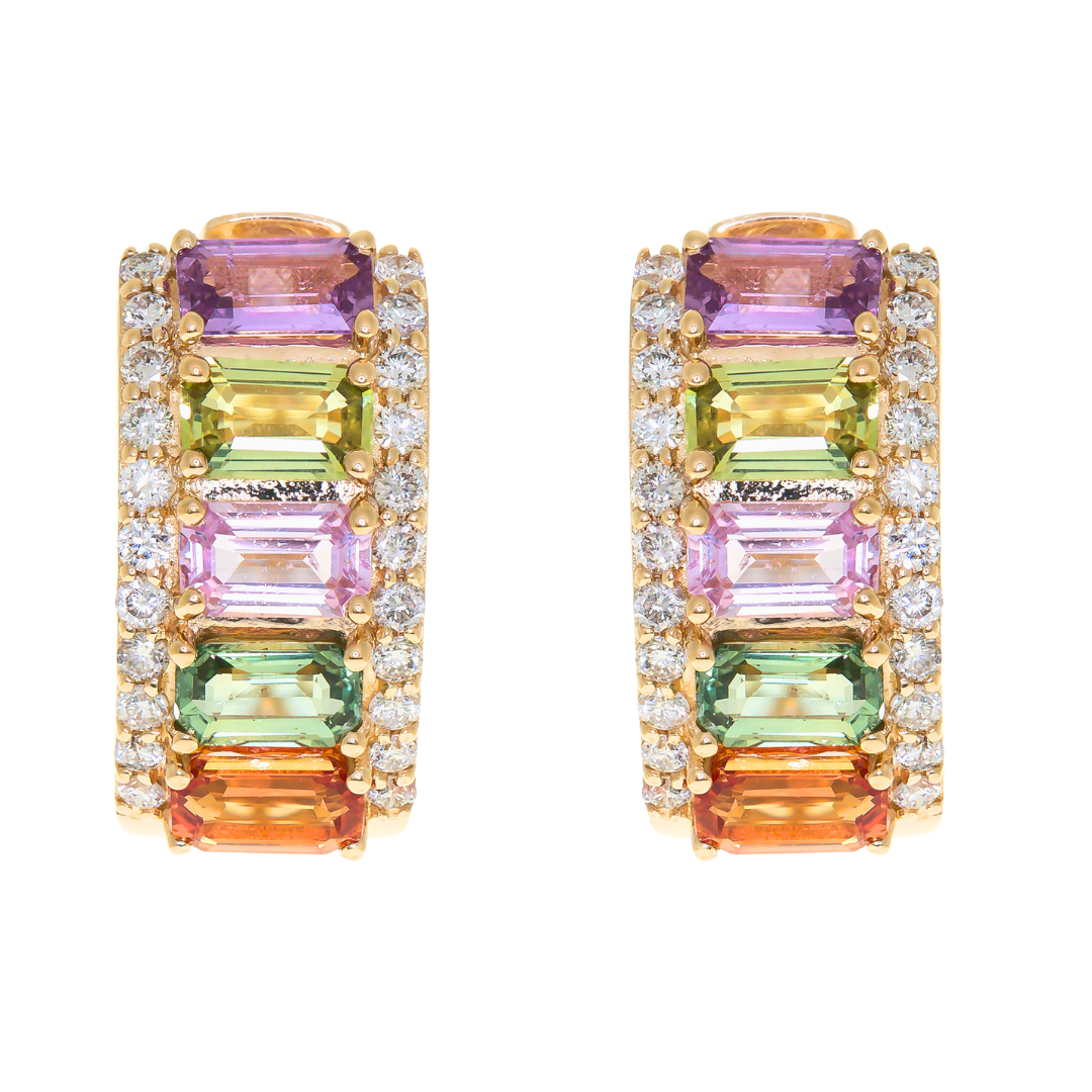 EUPHORIA - YELLOW GOLD MULTI SAPPHIRE EARRING