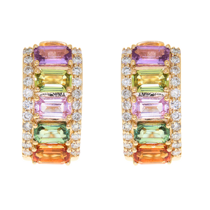 EUPHORIA - YELLOW GOLD MULTI SAPPHIRE EARRING