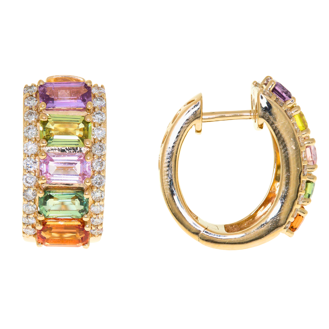 EUPHORIA - YELLOW GOLD MULTI SAPPHIRE EARRING
