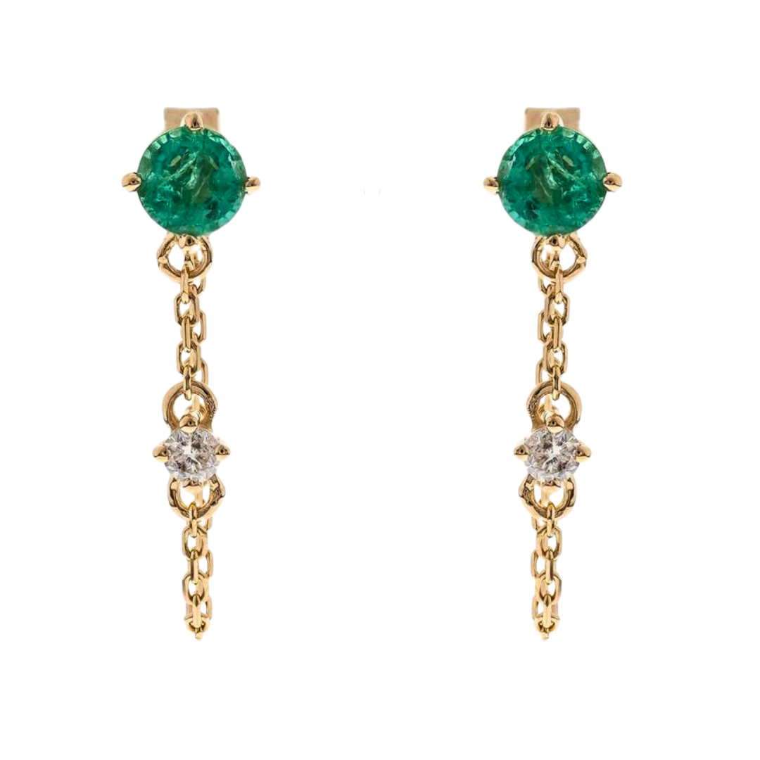 14K YELLOW GOLD  EMERALD EARRING - ESMÉA