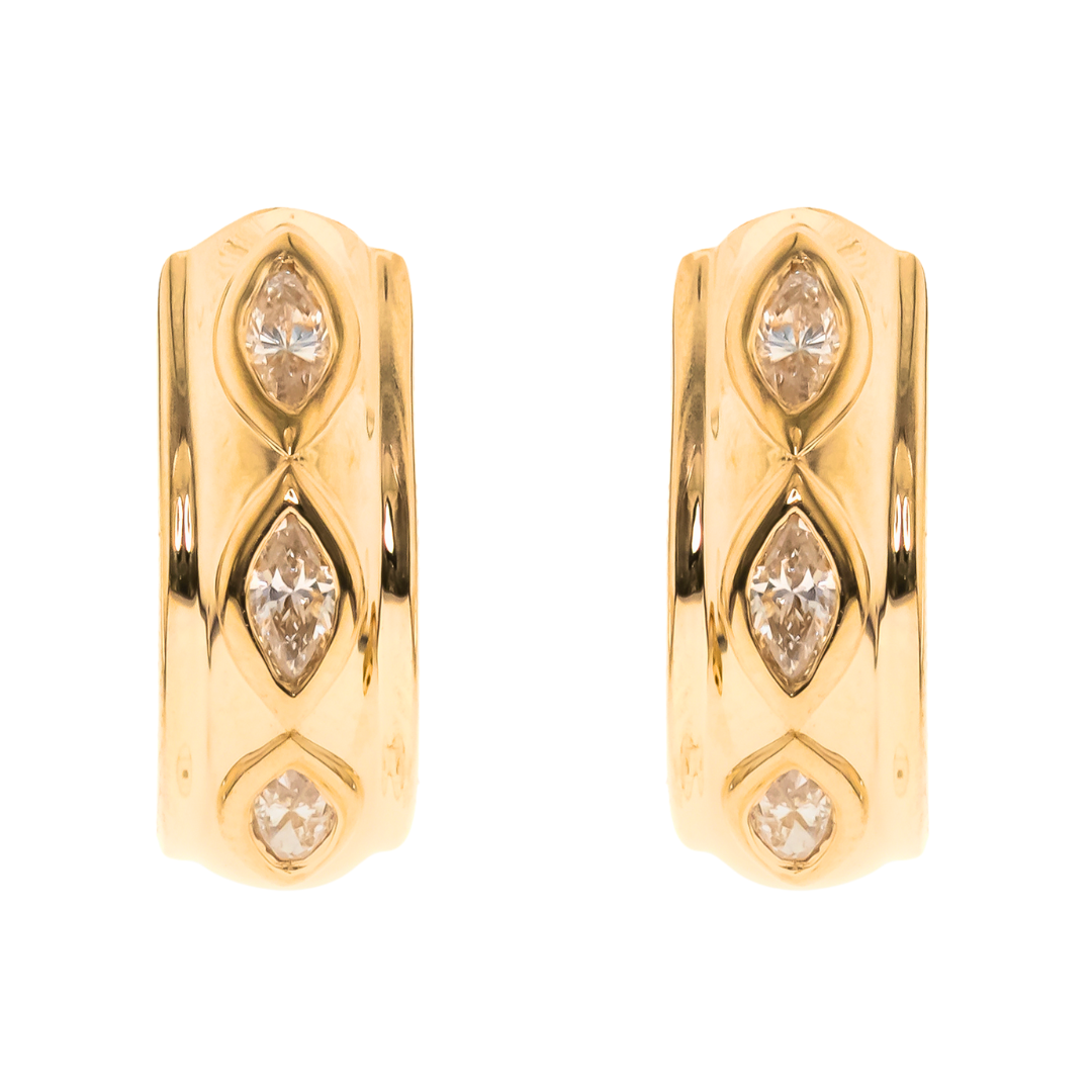 MARQUISE - YELLOW GOLD DIAMOND EARRING