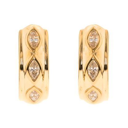 MARQUISE - YELLOW GOLD DIAMOND EARRING