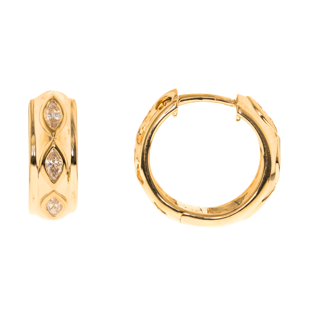 MARQUISE - YELLOW GOLD DIAMOND EARRING