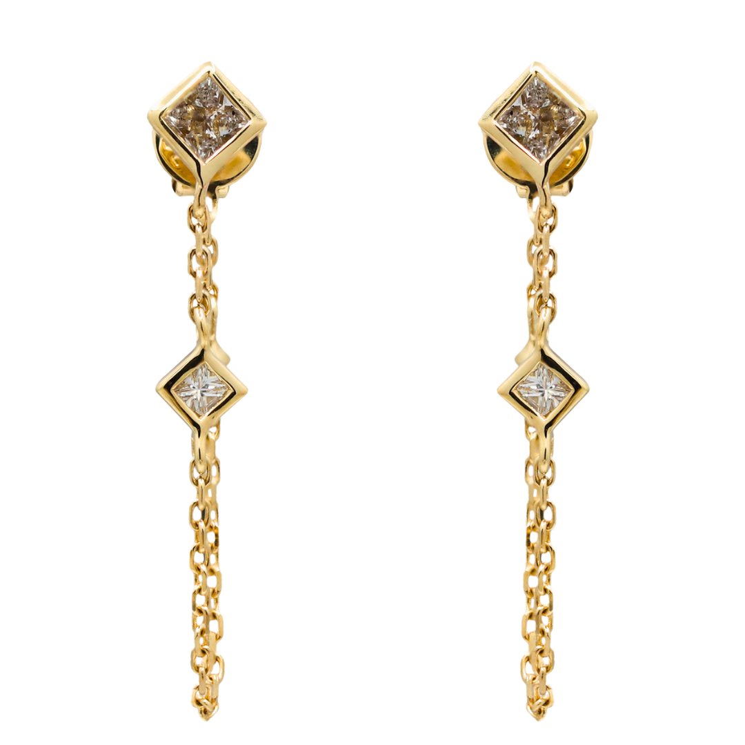 ELDORA - YELLOW GOLD DIAMOND EARRING