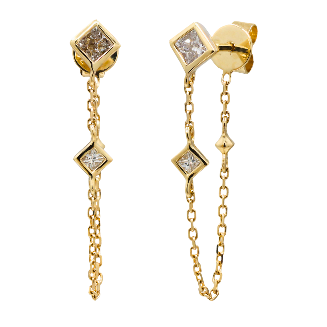 ELDORA - YELLOW GOLD DIAMOND EARRING