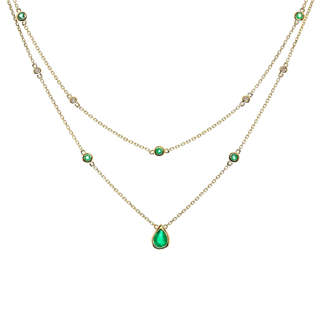 VERDANTIA - YELLOW GOLD EMERALD NECKLACE
