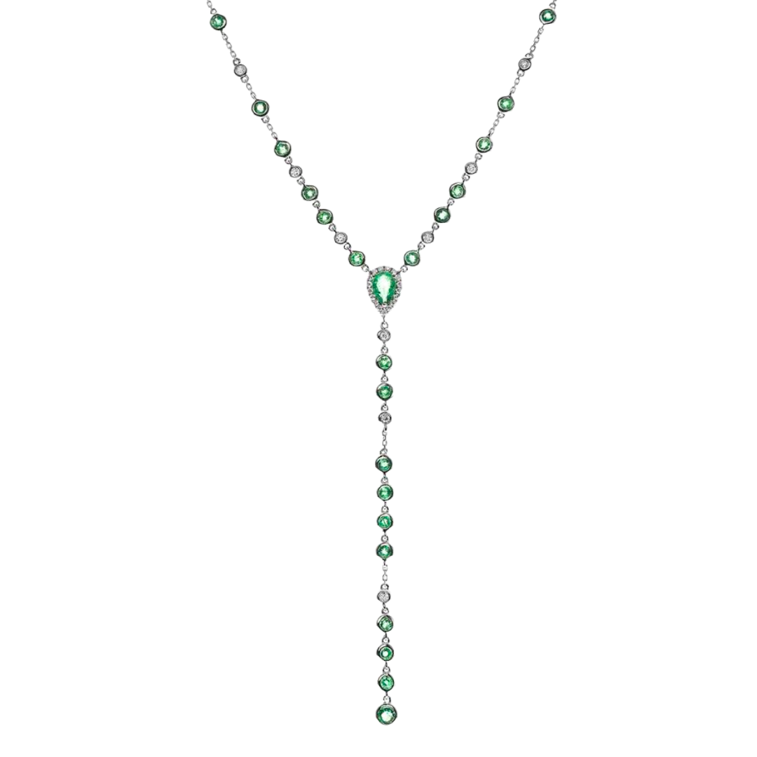 ELODIA - WHITE GOLD EMERALD NECKLACE