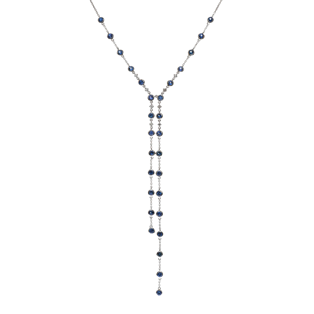 NAVYNE - WHITE GOLD BLUE SAPPHIRE NECKLACE