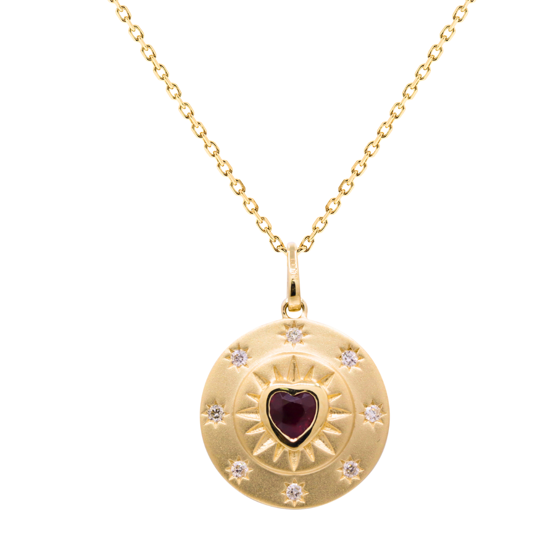 ALVARÉ - YELLOW GOLD RUBY NECKLACE
