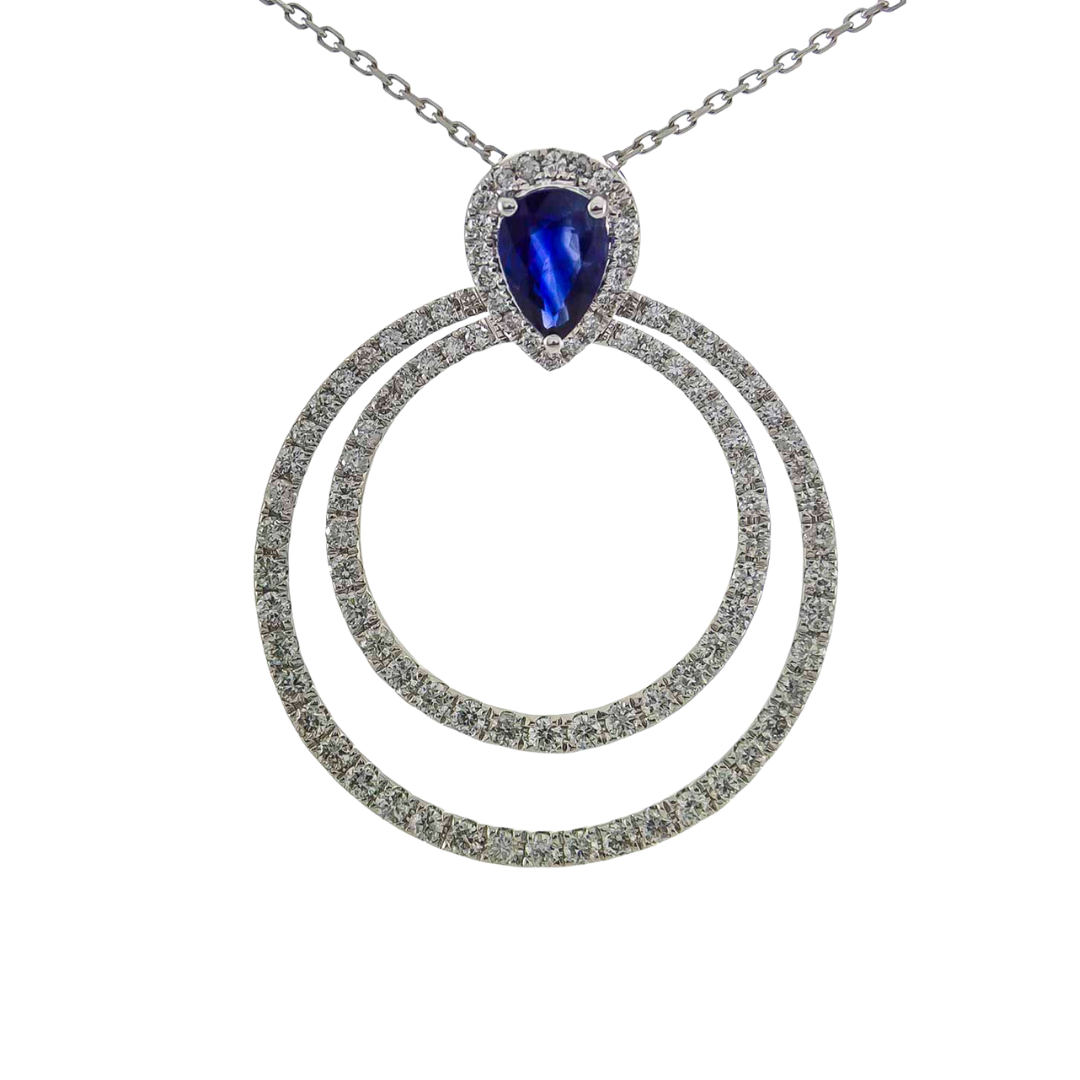 CELVIAN - WHITE GOLD BLUE SAPPHIRE NECKLACE