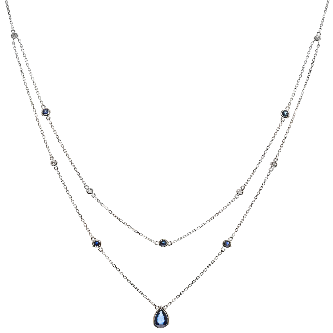 AZMARA - WHITE GOLD BLUE SAPPHIRE NECKLACE