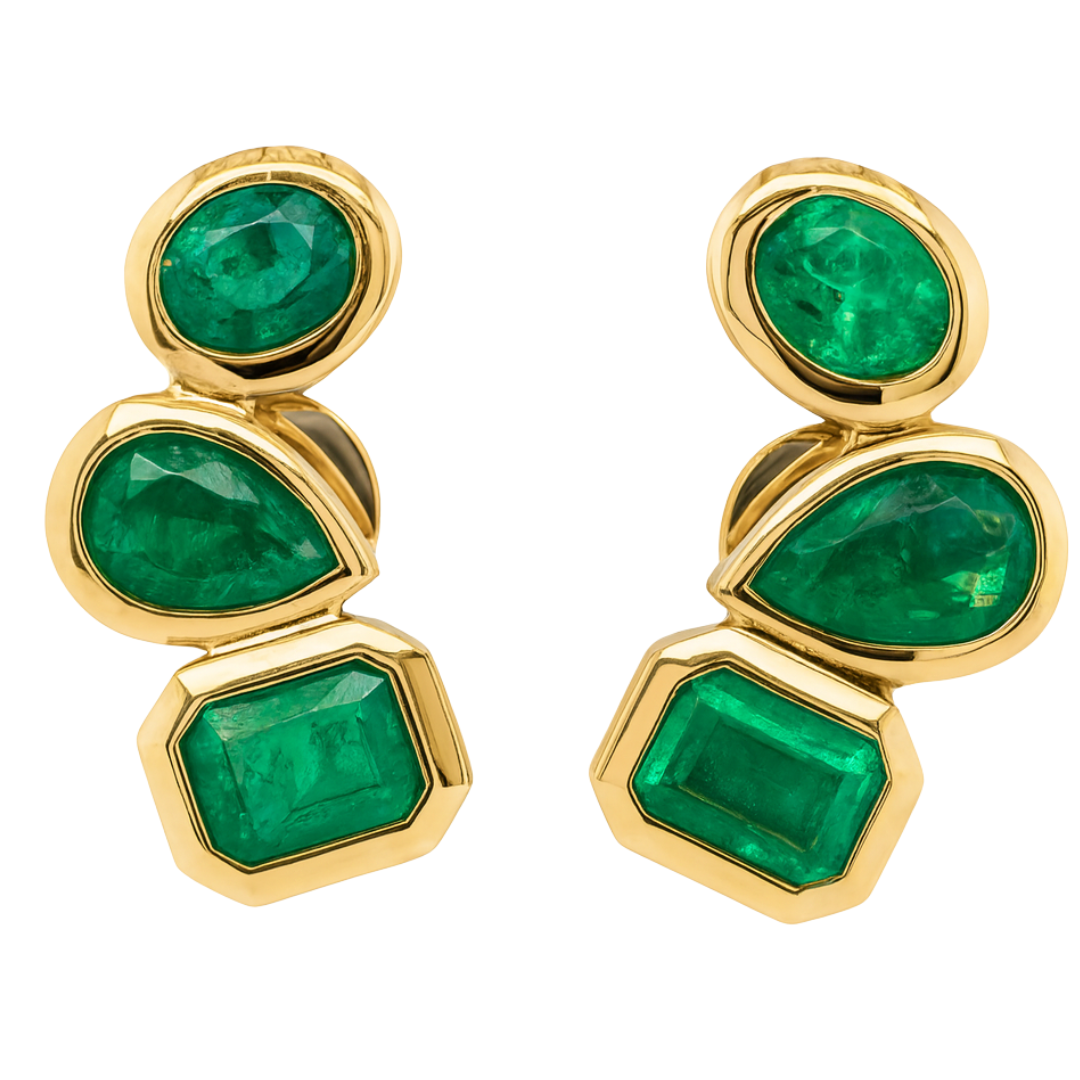 SOLVERA - YELLOW GOLD EMERALD EARRING