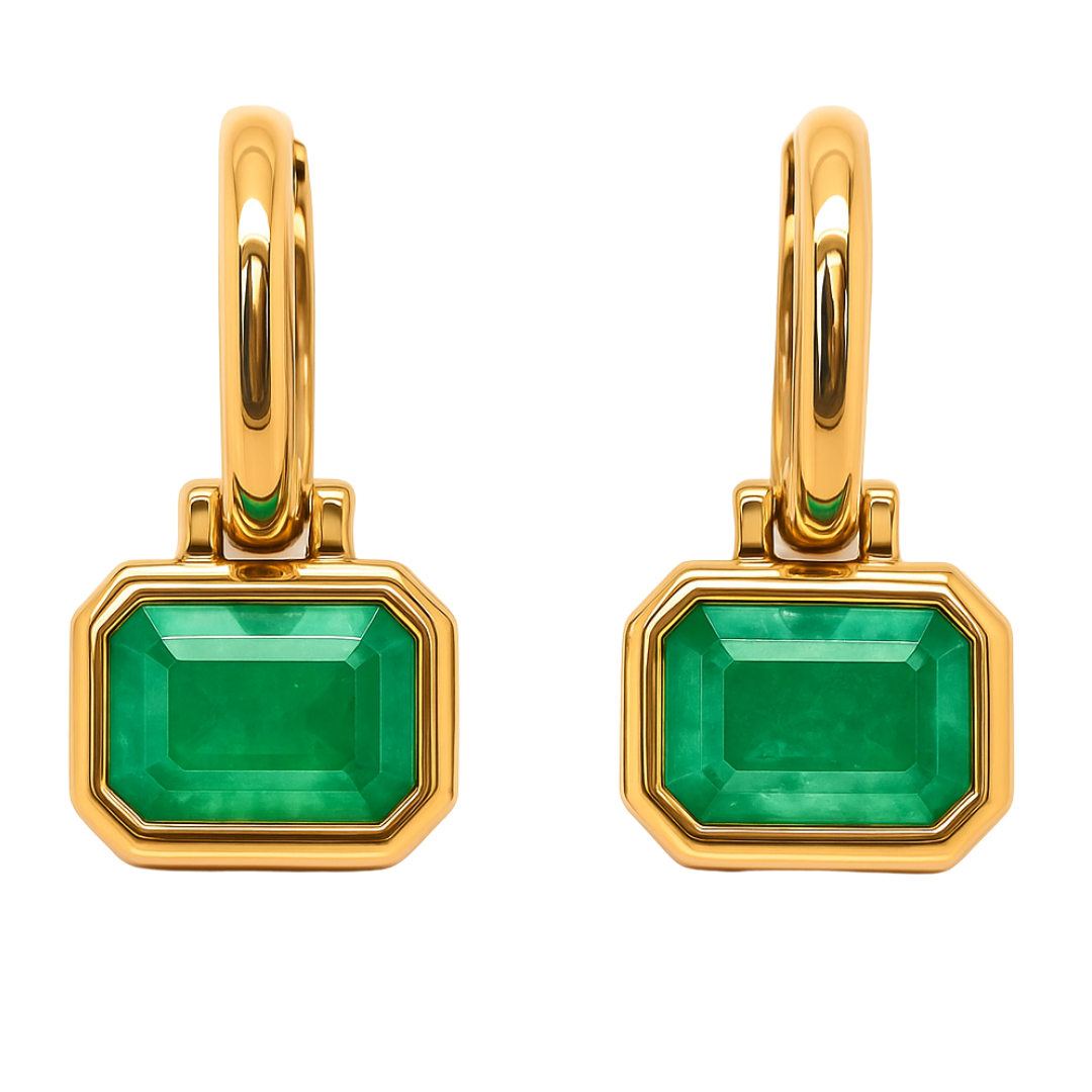 ENORÉ - YELLOW GOLD EMERALD EARRING