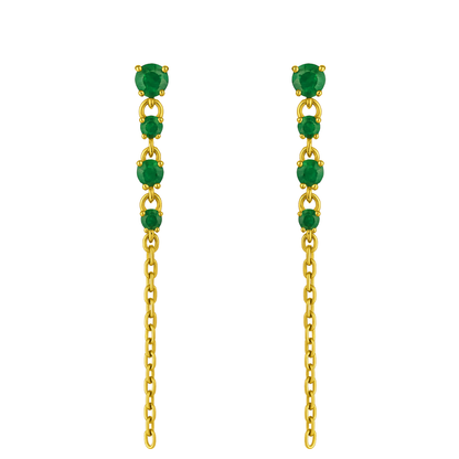 QUEEN - YELLOW GOLD EMERALD EARRING